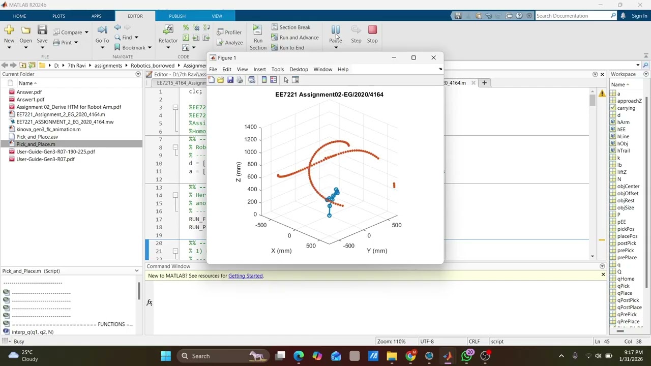 Homogenous Transformations and Forward Kinematics- 7 DoF Kinova Gen3 Ultra lightweight robot