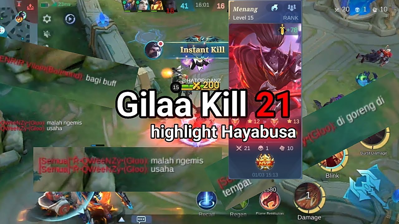 Highlight Game Play Hayabusa Ranked Gokill Kill 21