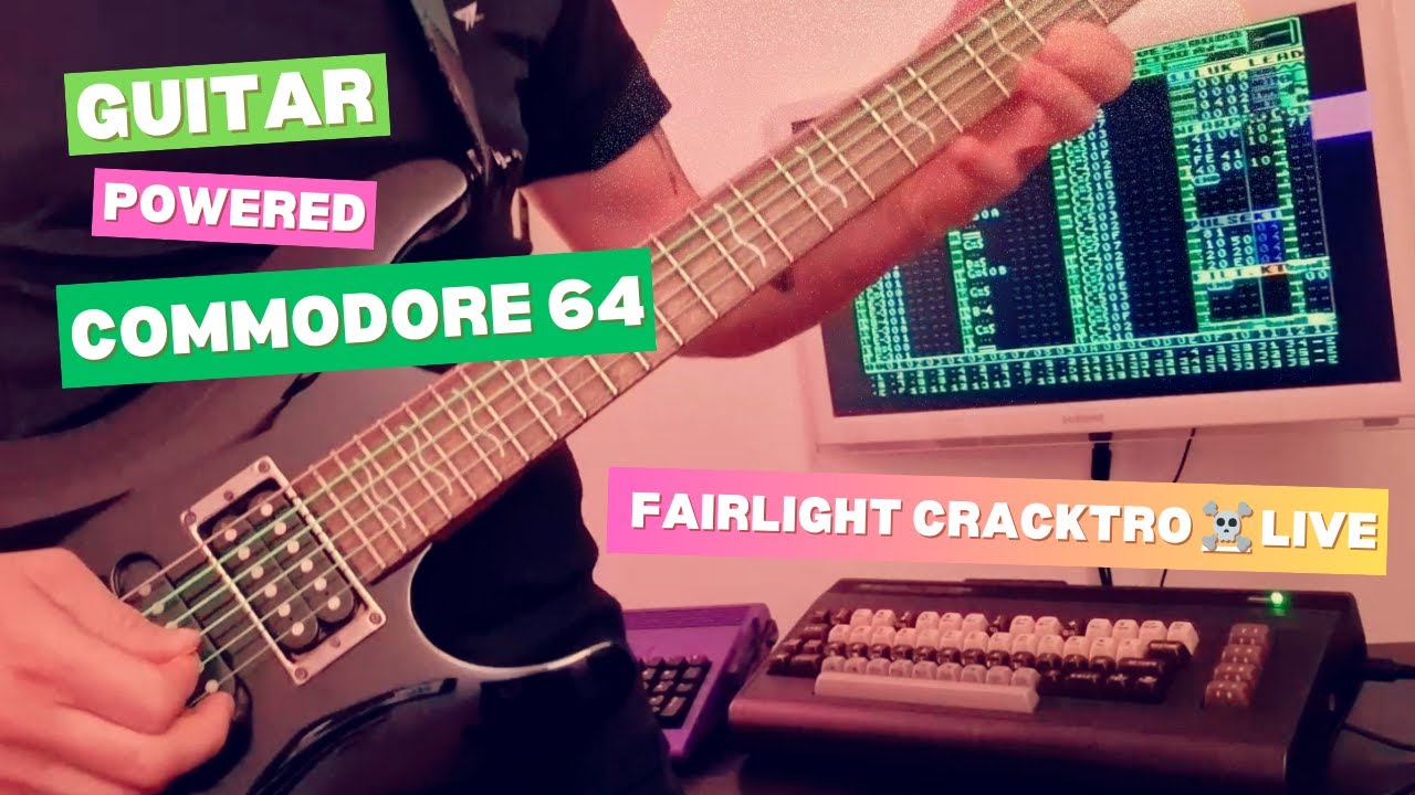 When you fuse a guitar with Commodore 64 👾 Fairlight Cracktro live on guitar-powered chiptune synth.
