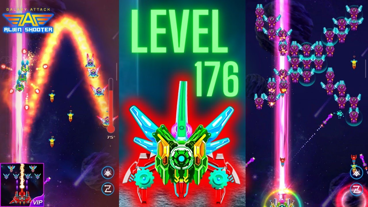 Galaxy Attack Alien Shooter Level 176 | Boss 44 Wartron By Zambario Gamers