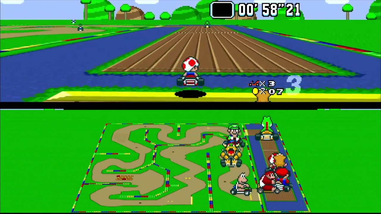 Super Mario Kart Hack: Super Tio Kart 2 / in HD 16:9 / SNES / bsnes