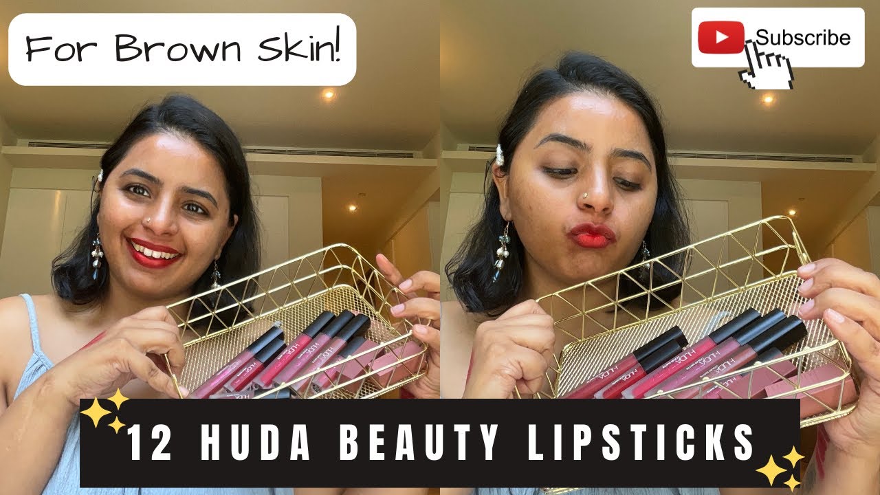 12 HUDA BEAUTY lipsticks on BROWN skin! 💄👧🏽