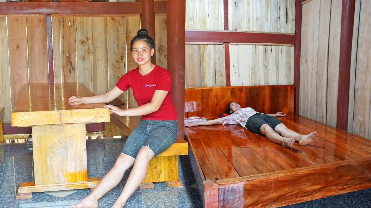 How To Make Wooden Bed - Buy  Wooden Tea Table From Furniture Store || Building My Farm