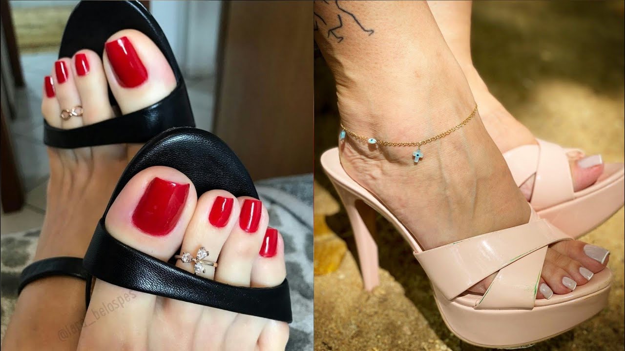 Trendy nail paint designs || Trendy feet jewelry #anklets #toerings for girls #2021