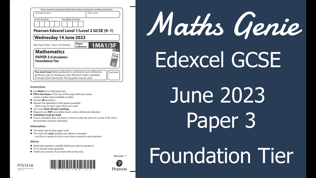 Edexcel Foundation Paper 3 June 2023 Exam Walkthrough