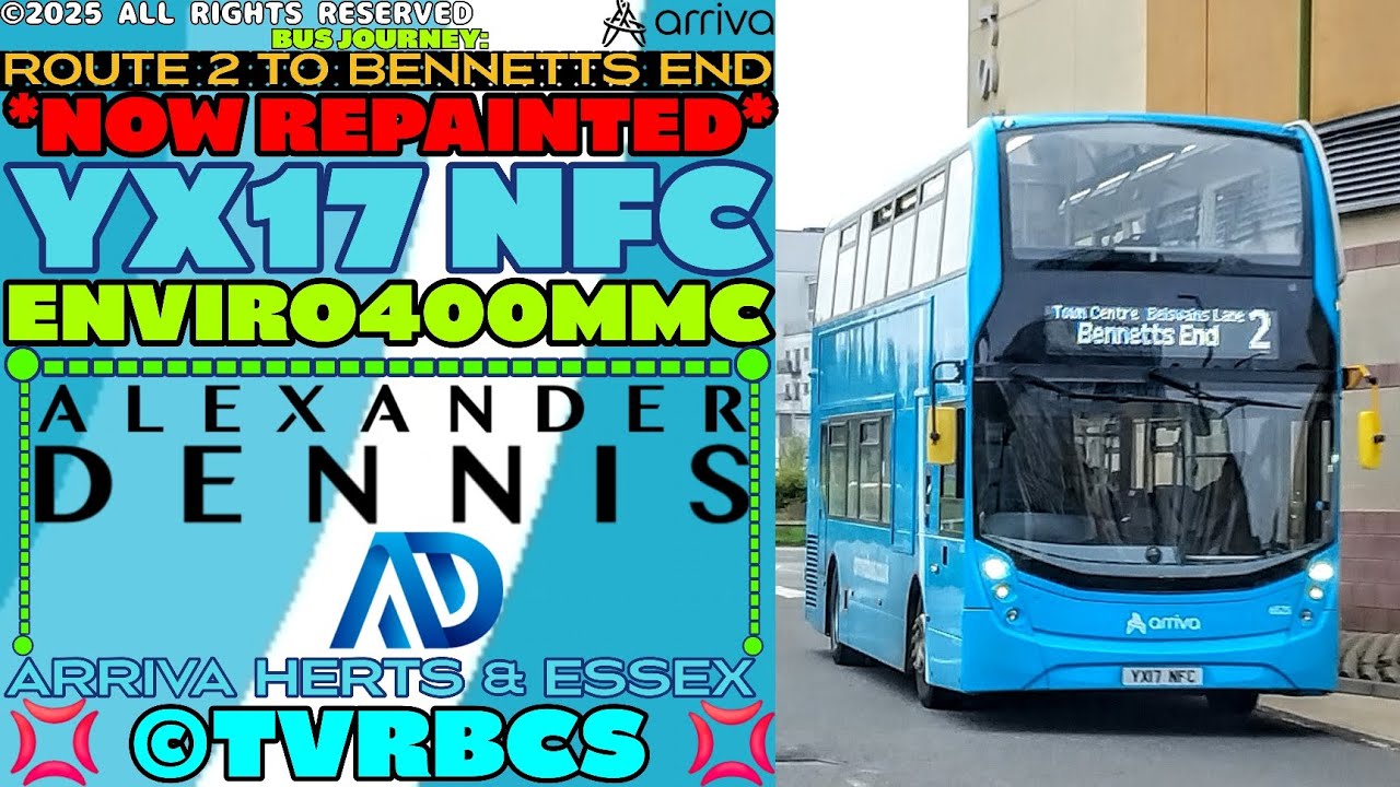 *Repainted For A While* | Bus POV | Arriva H&E | 6525 YX17 NFC | 2 To Bennetts End | Enviro 400 MMC