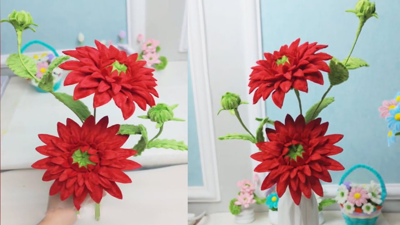 Beautiful Pipe cleaner Flower Making Tutorial | DIY Dahlia Flower | DIY Chenille Wire Flower