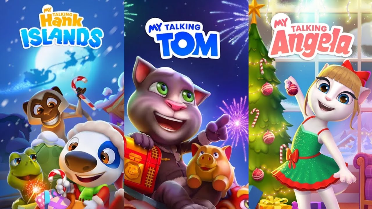 My Talking Hank Vs My Talking Tom Vs My Talking Angela Gameplay 😍|