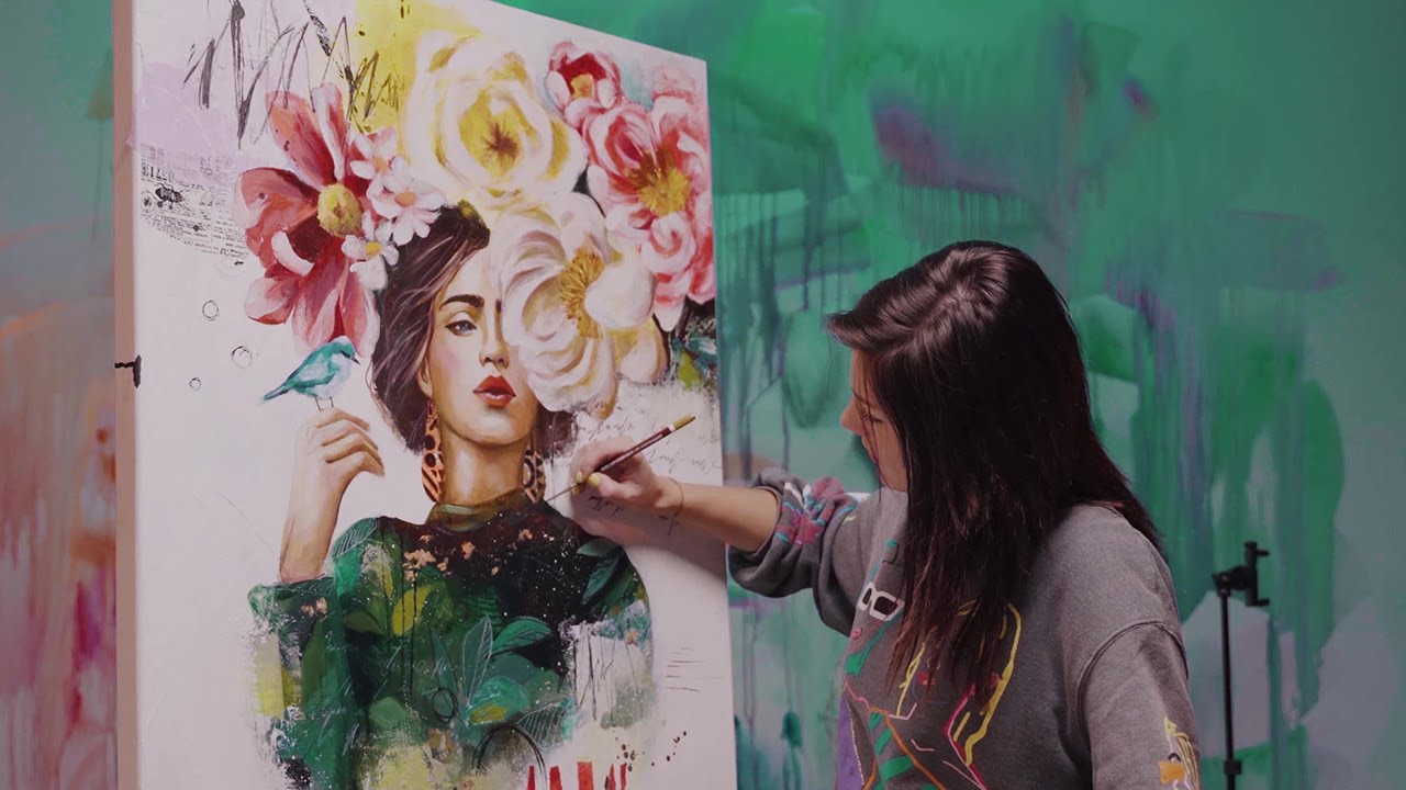 20 HOUR Mixed Media Portrait (3 Minute Timelapse)