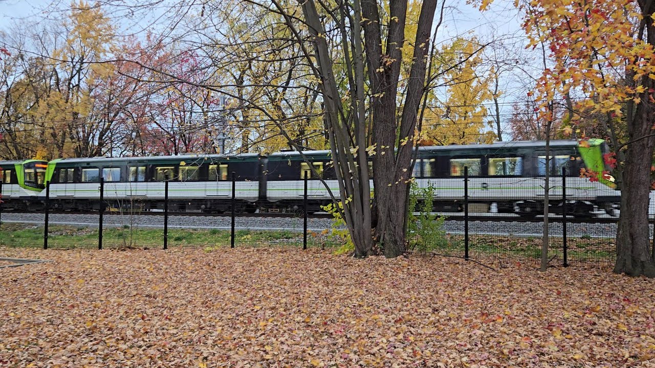 MONTREAL REM  Fall Views of LRT Testing in Roxboro Near Halloween 