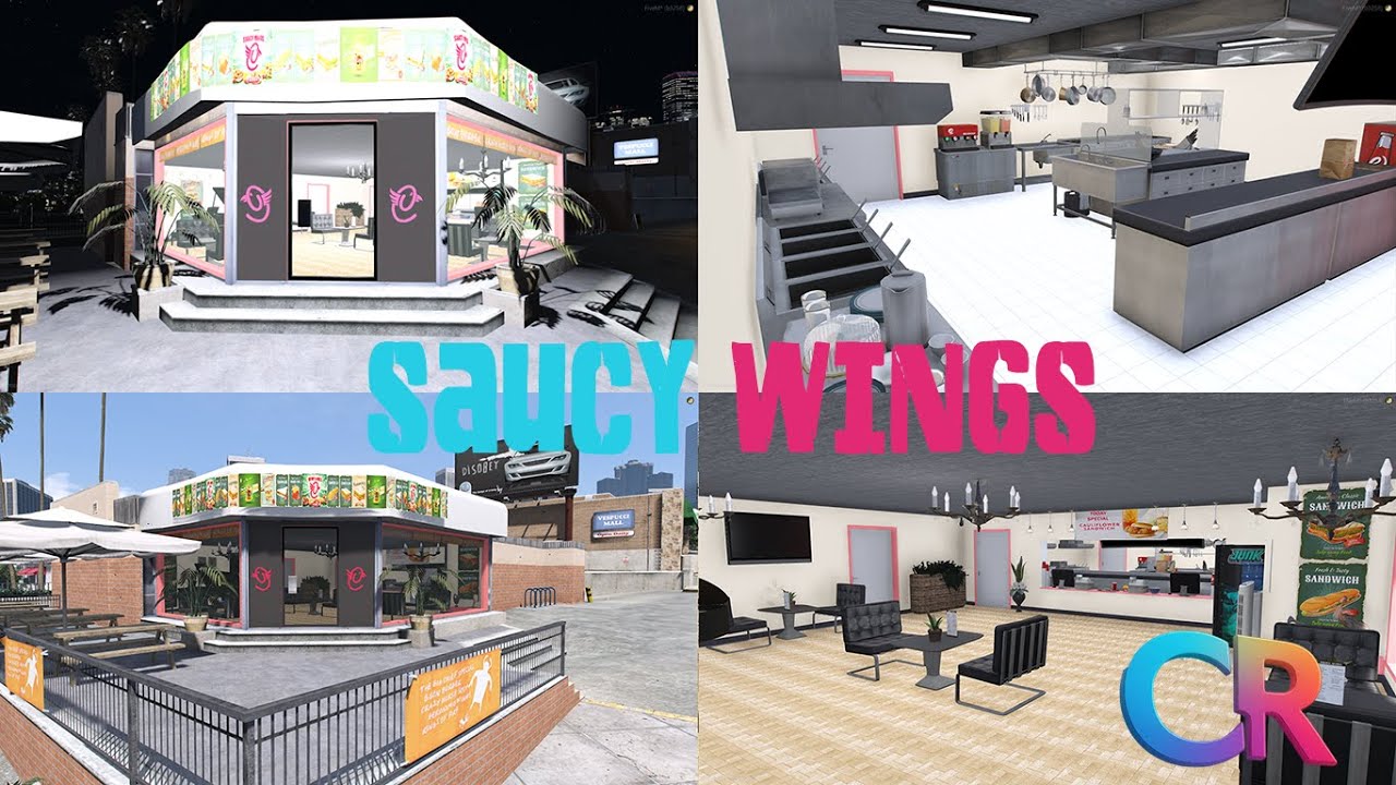 Saucy Wings &ndash; Custom Restaurant MLO for FiveM | Full Interior Preview