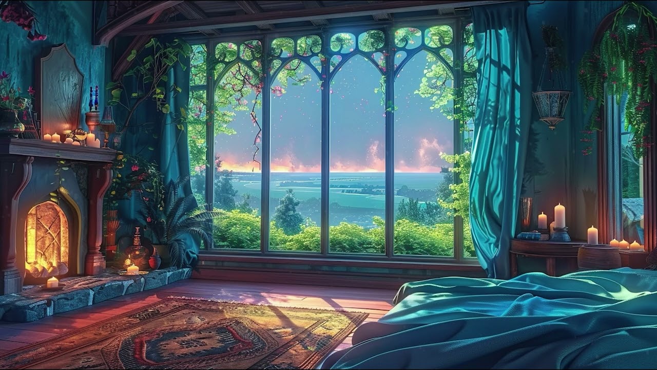 Fantasy Castle Bedroom at Night 🌙 Relaxing Sleep Ambience  夜のファンタジー城の寝室  밤의 판타지 성 침실