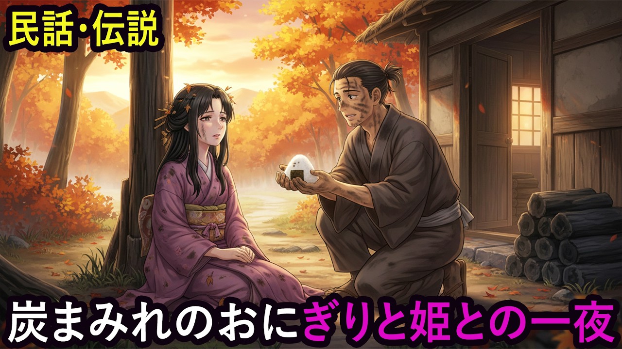 炭焼き小屋に迷い込んだ姫君、貧しい男と恋に落ちる  野談  伝説  昔話  説話  民話
