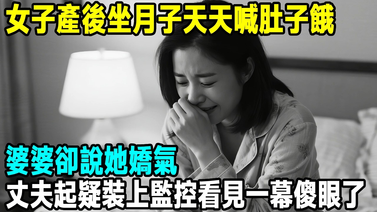 女子產後坐月子天天喊肚子餓，婆婆卻說她嬌氣，丈夫起疑裝上監控看見一幕傻眼了...【晚間故事】#原創 #懸疑故事 #故事分享