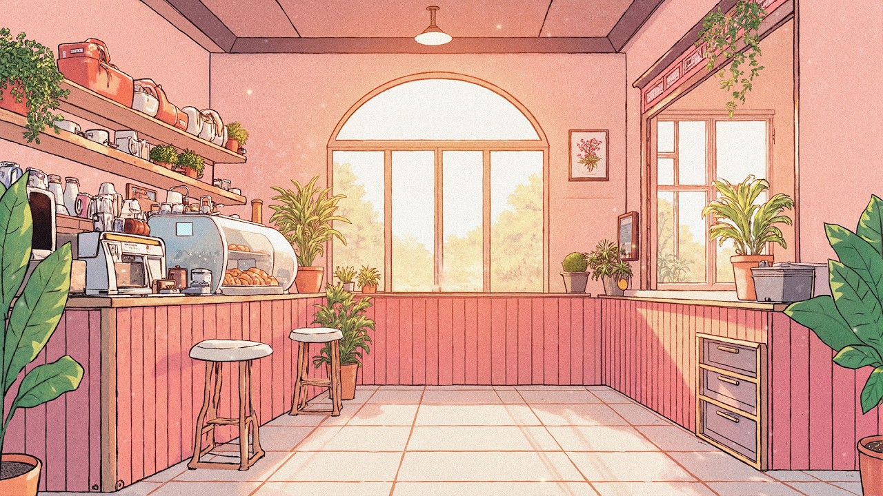 Spring Lofi ☕🌸 Cozy Pink Coffee Shop | Lofi Hip Hop to Relax / Study / Chill