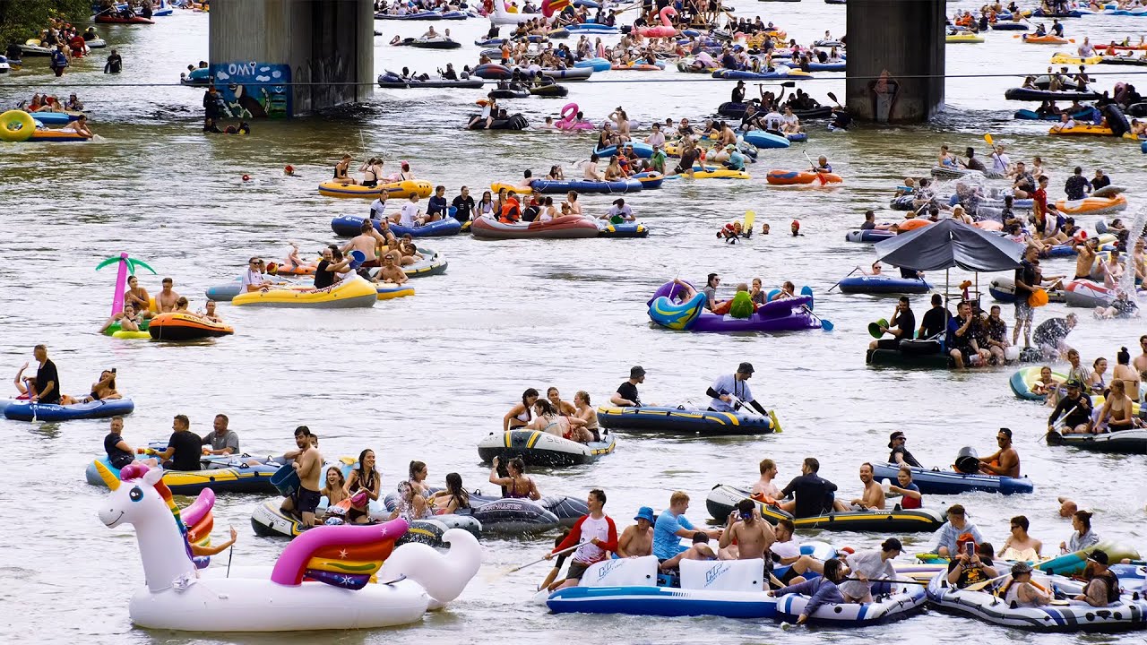 Das Nabada am Schwörmontag auf der Donau in Ulm 2024 4k/60