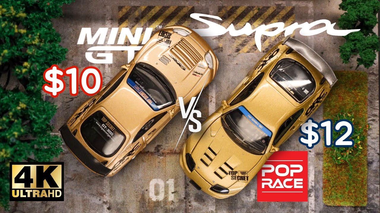 Mini GT vs Pop Race 1:64 - Top Secret x Toyota Supra A80 l Cinema Shot 4K Die-cast 