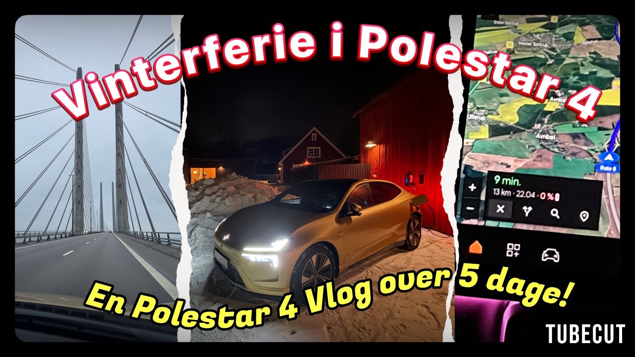 Polestar 4 - Vinterferie roadtrip. Fem dage i DK og SE. Forbrug, stats, hygge og ladehastighed!