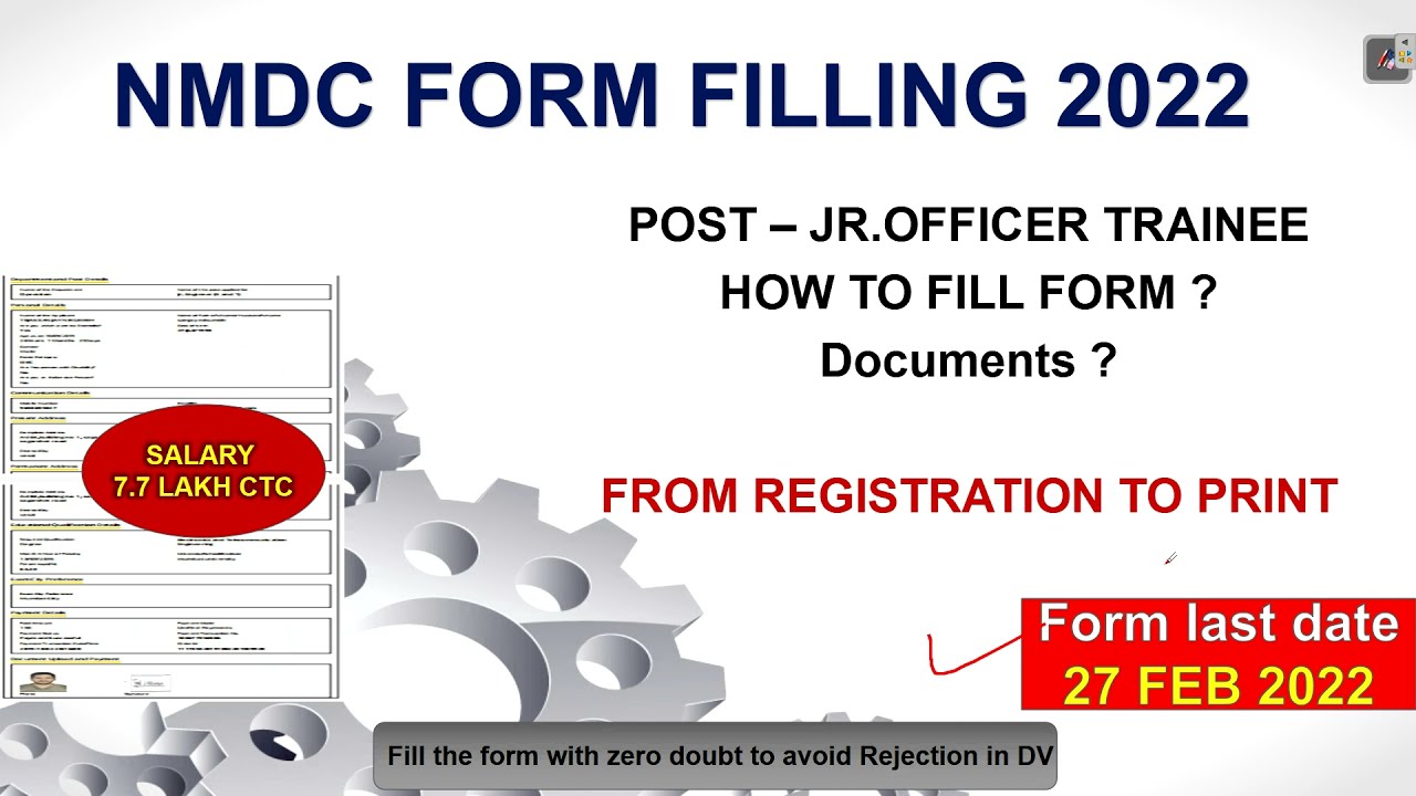 NMDC JUNIOR OFFICER ONLINE FORM FILLING 2022