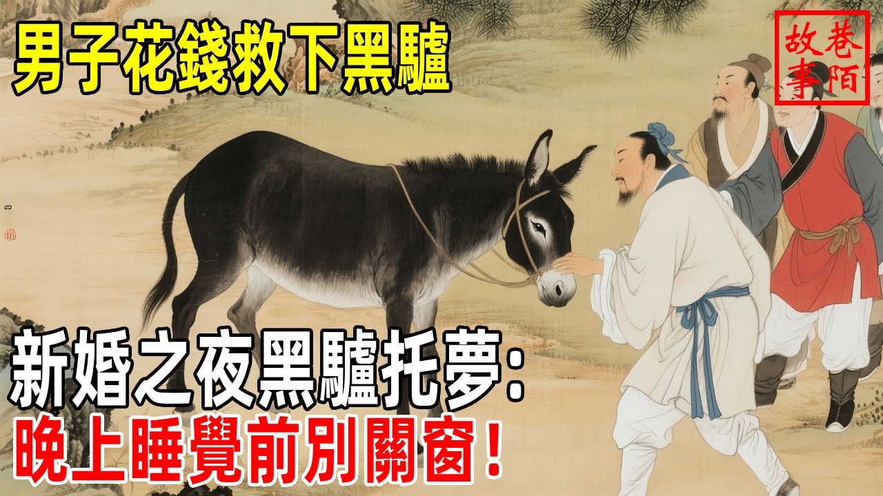 男子花錢救下黑驢，新婚之夜黑驢托夢:晚上睡覺前別關窗！【巷陌故事會】#故事#民间故事#故事会#民間故事#故事會#温馨故事#民间传统故事