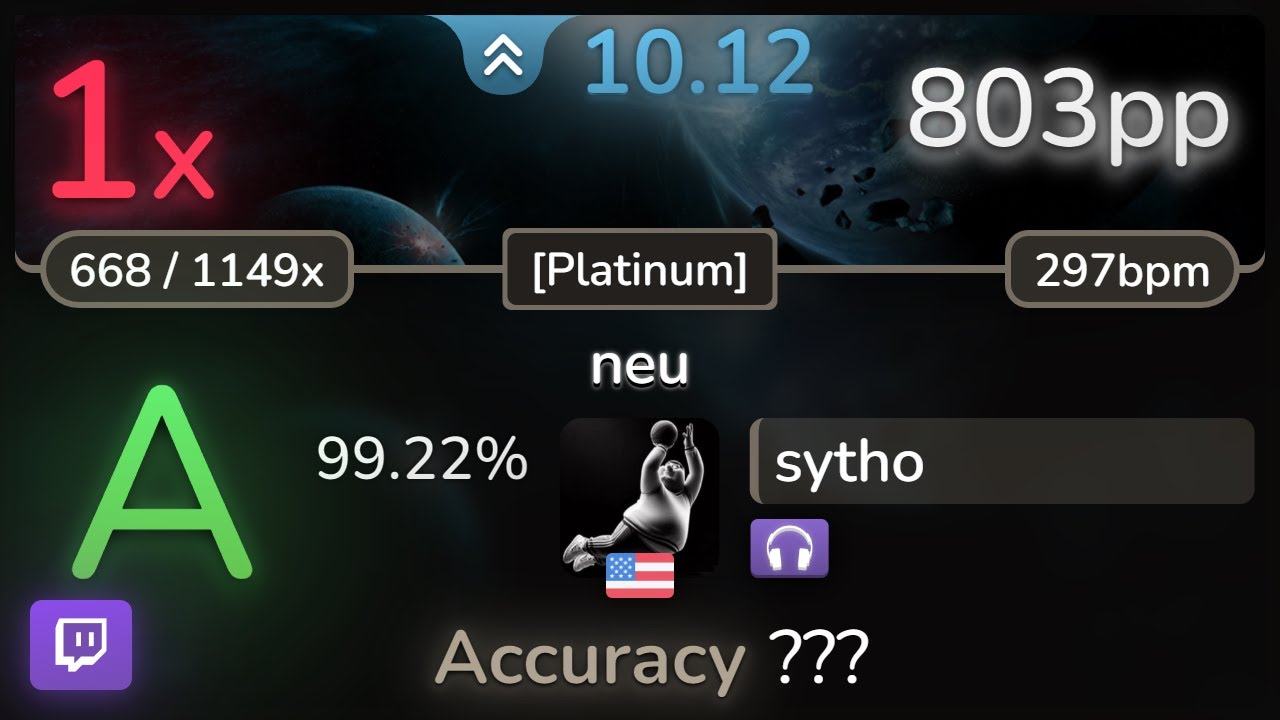 🔴 10.1⭐ sytho | Shounen Radio - neu [Platinum] +NC 99.22% | 803pp 1❌ - osu!