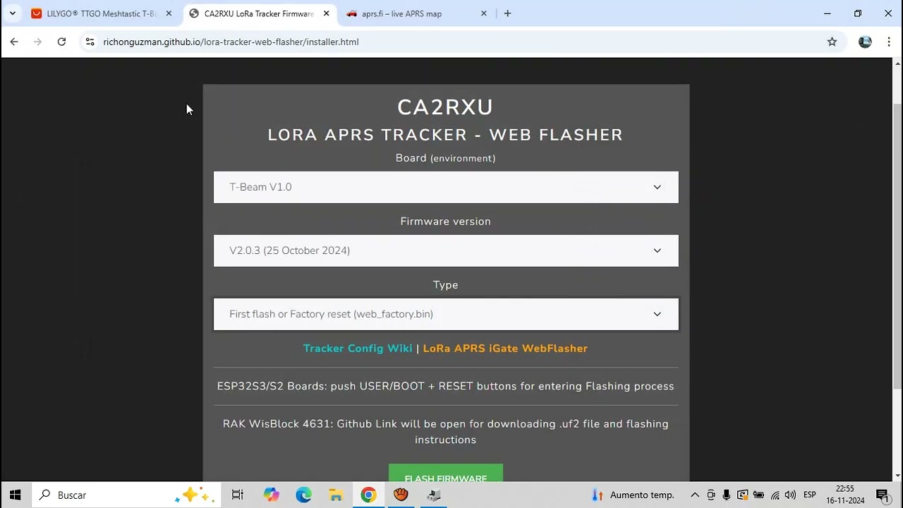 APRS LORA TRACKER WEB CONF RICARDO LilyGo TTGO V1.0
