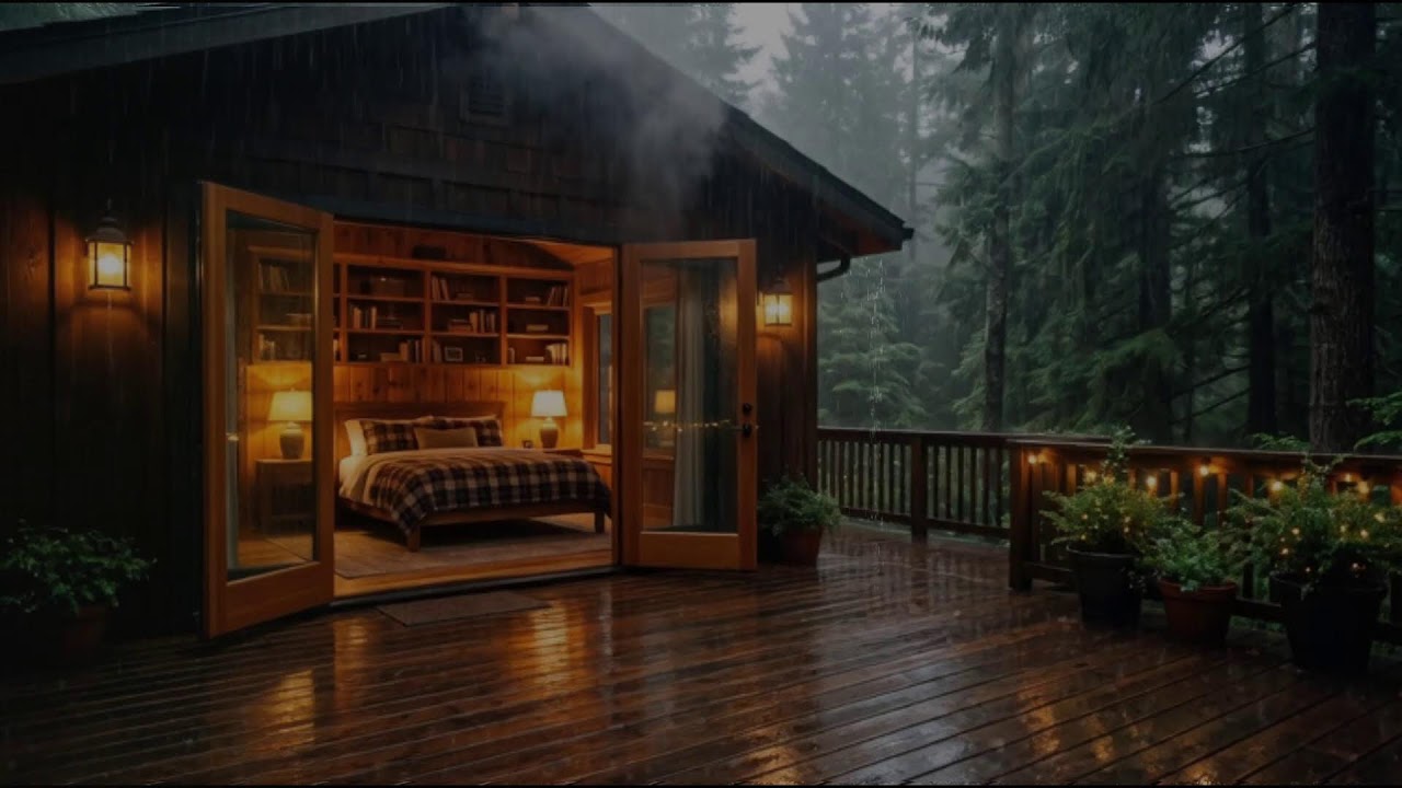 🌧️ Deep Sleep in a Rainy Forest Bedroom 🌲 | 8H Calming Rain Sounds for Relaxation