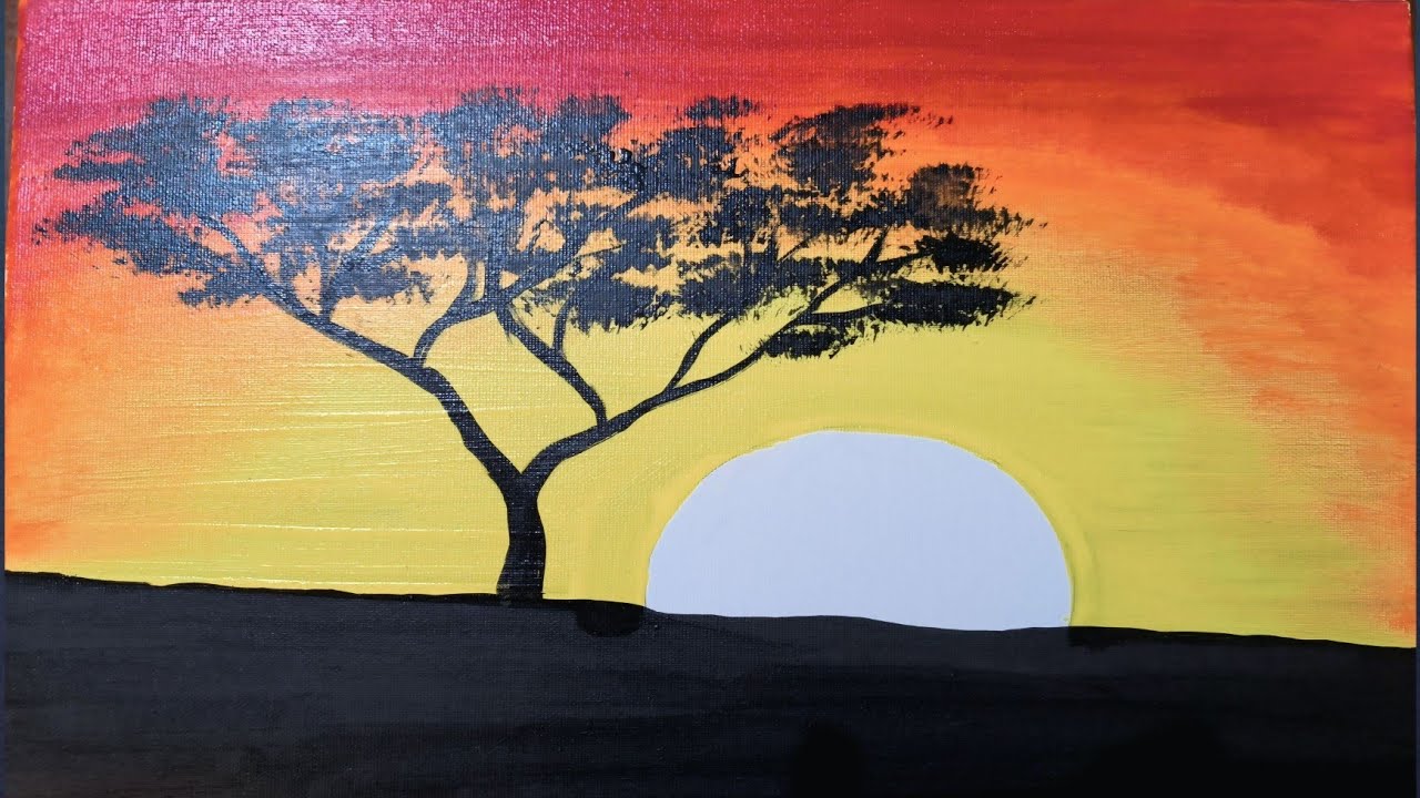 Sunset Painting Poster Colour Ideas for beginners 