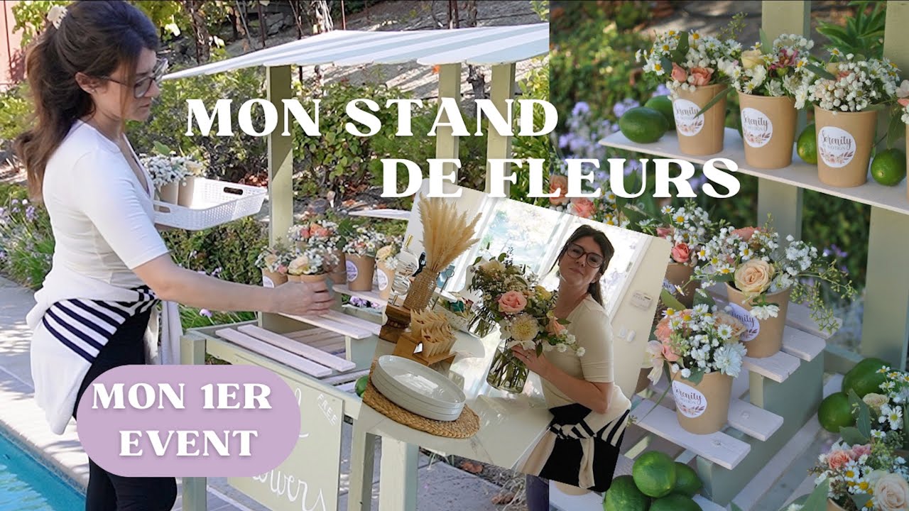 On prépare ensemble le stand de fleurs pour un bel évènement