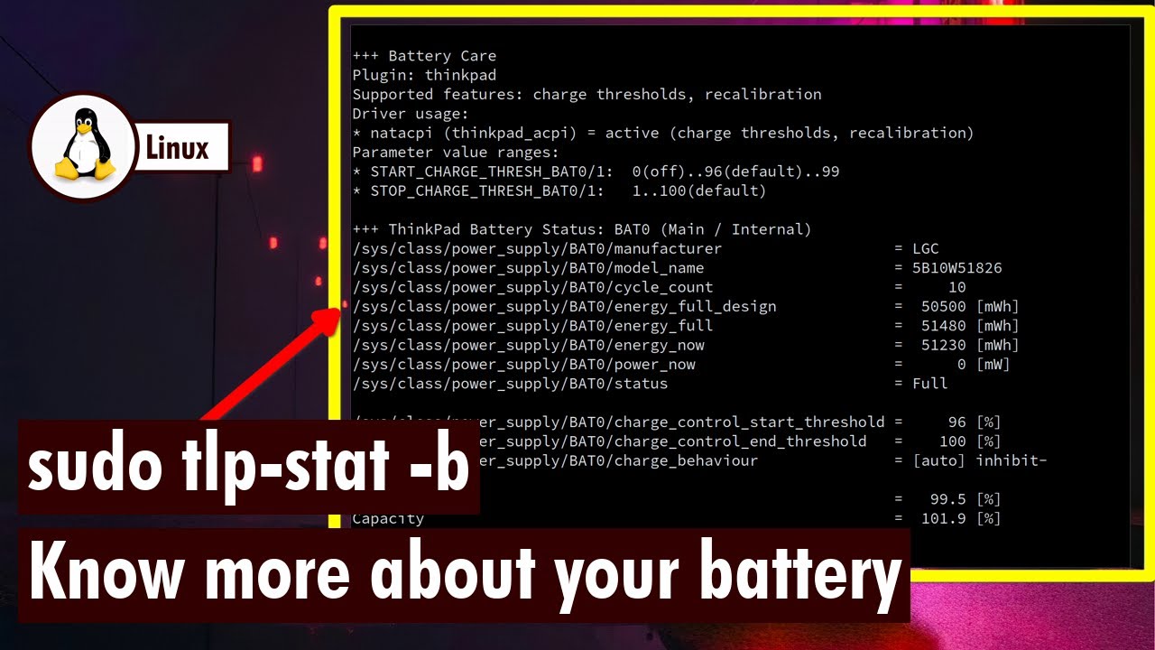 Know more about your battery using tlp