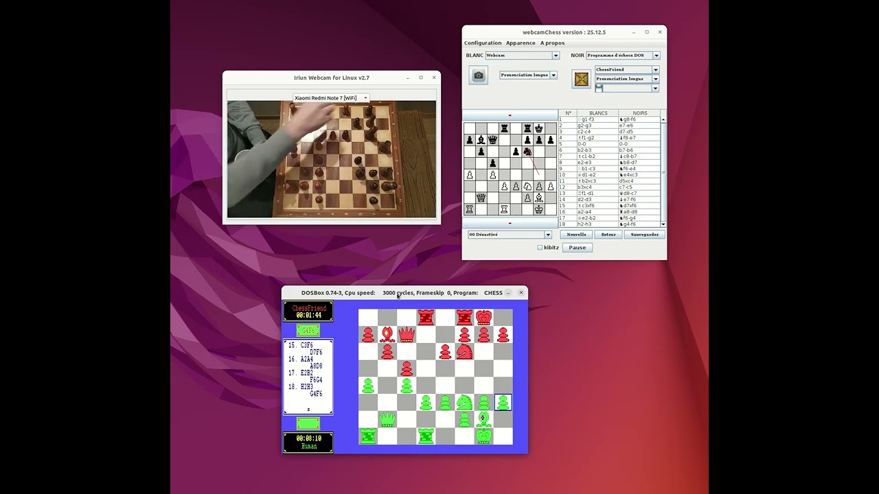 WebcamChess 25.12.5 – Drawing Against DOS ChessFriend (Not So Friendly!)