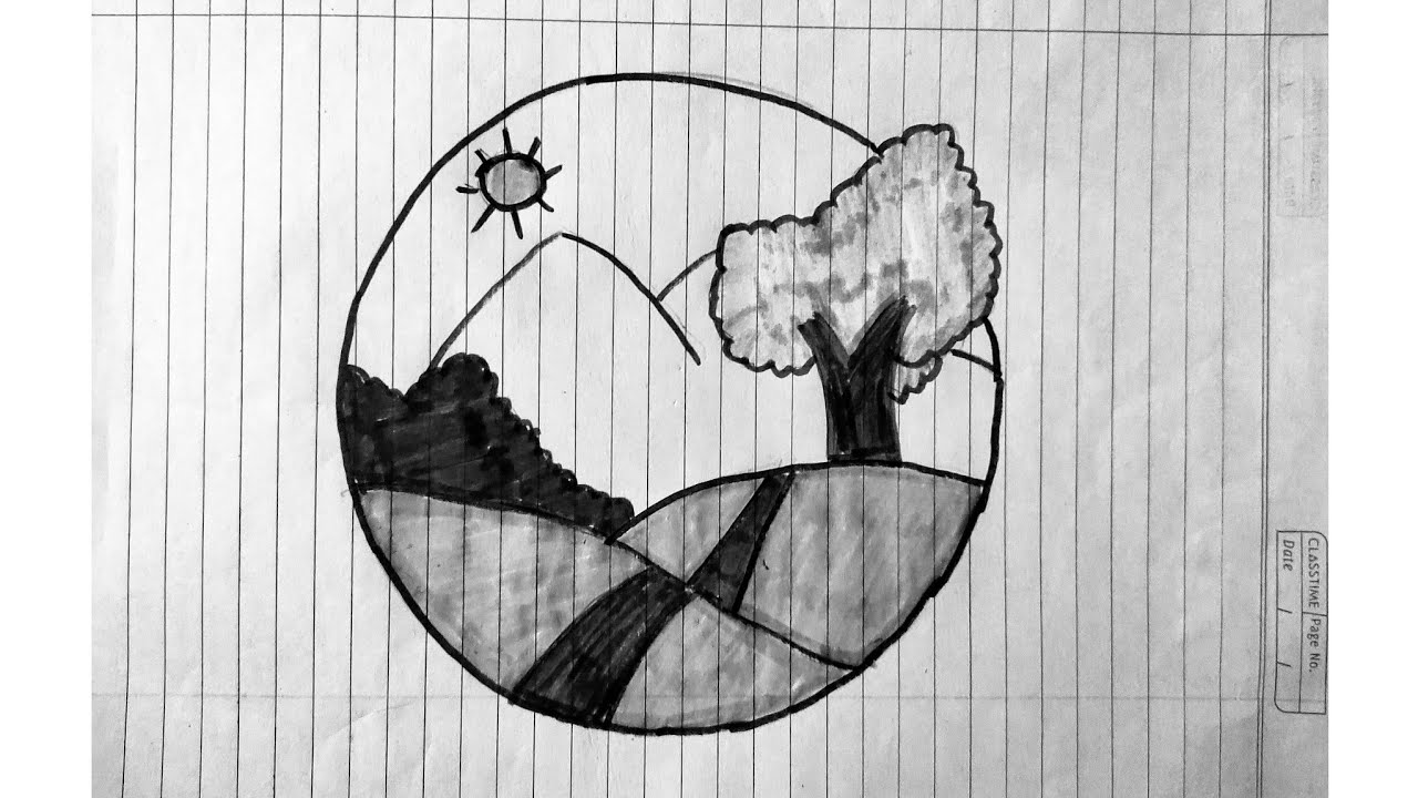 Nature Conservation Drawing: Big Tree & Sun Art 🌳