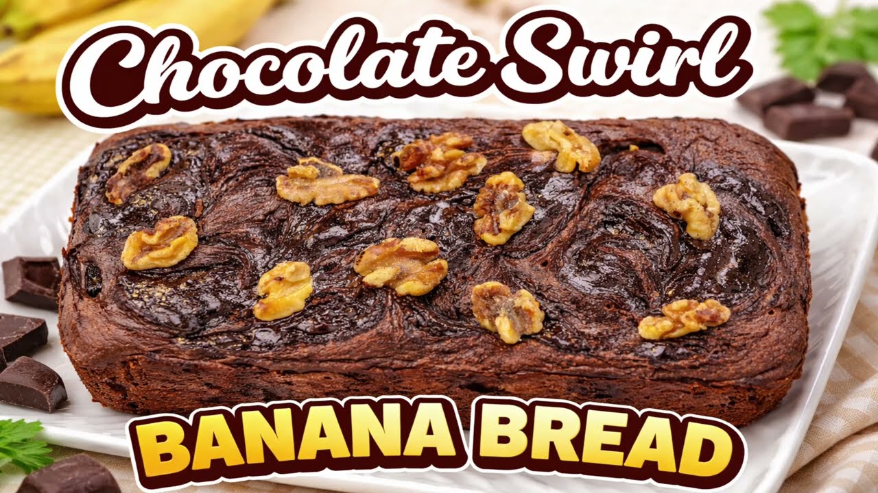 Chocolate Swirl Banana Bread (Healthy) | चॉकलेट स्वर्ल बनाना ब्रेड