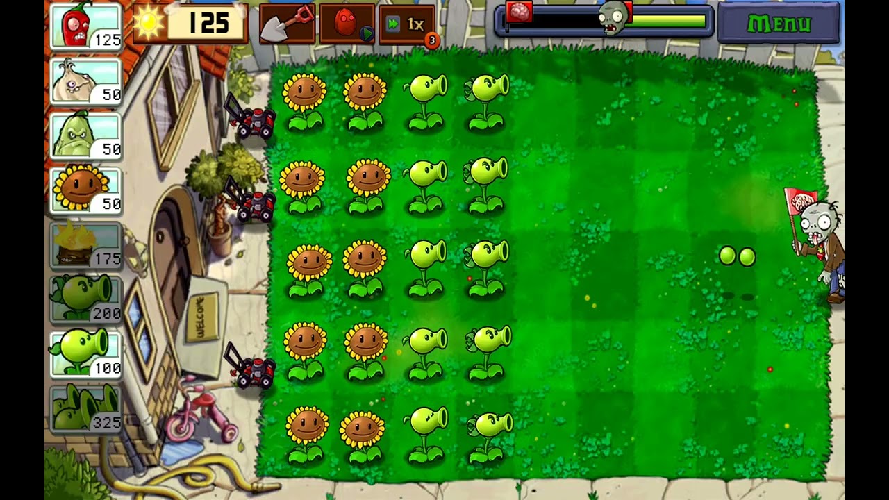 Plants vs Zombies (Day) Level 2 (ADVENTURE 2)