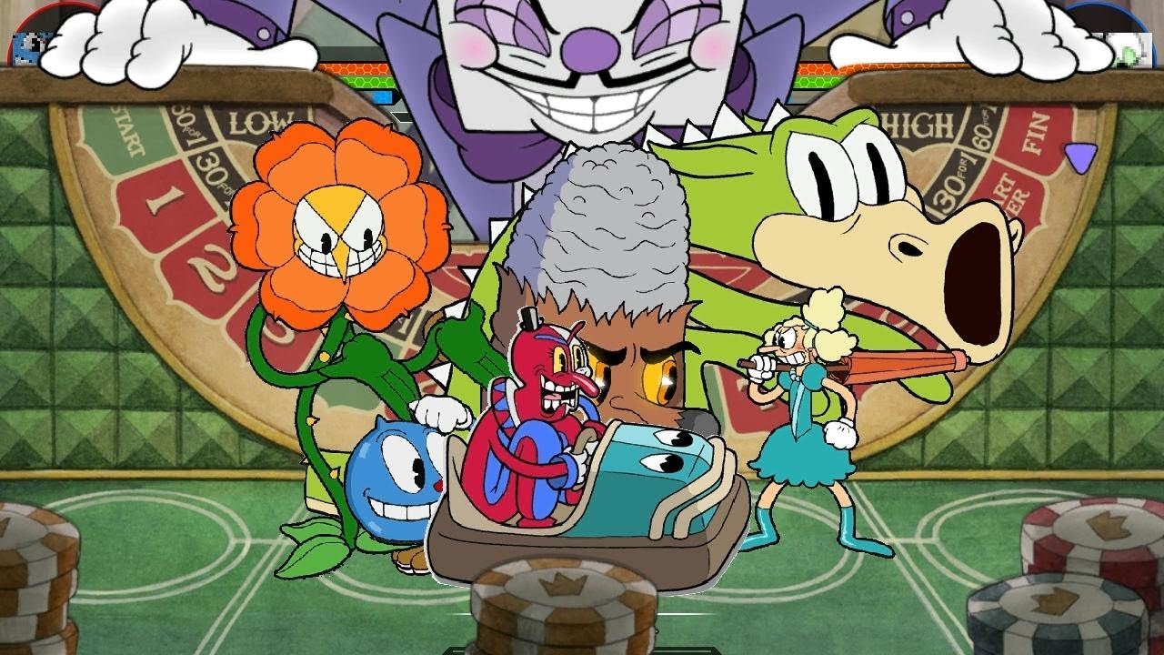 Cuphead BOSSES Party (KING DICE JOINS) 4v4 Patch MUGEN 1.1 Battle!!!