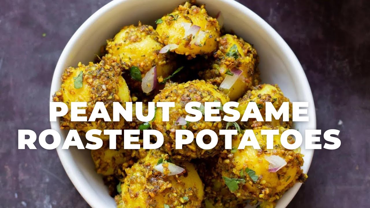 PEANUT SESAME ROASTED POTATOES | VEGAN ROAST POTATOES RECIPE - Vegan Richa Recipes