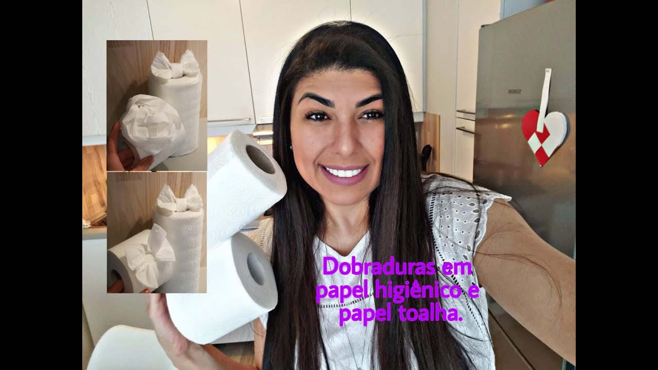 Dobraduras em papéis | 2 modelos em papel higiênico e 2 modelos em papel toalha.