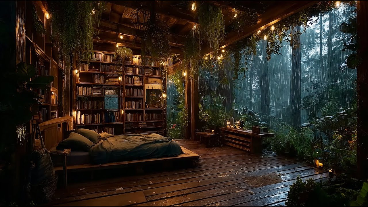 Forest Rain Bedroom Surrounded by Trees 🌲 | Gentle Rain for Deep Sleep (NO ADS)