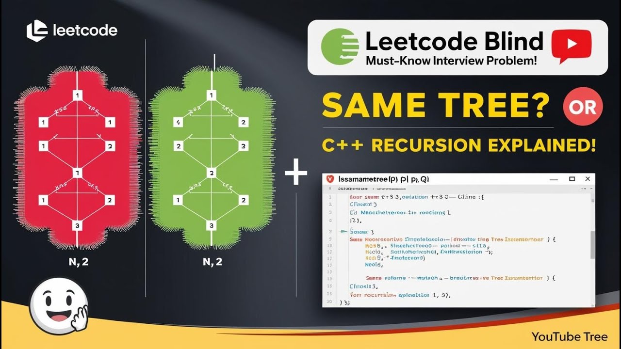 Same Tree - Leetcode Blind 75 | C++ Recursion | Optimal Solution with Code