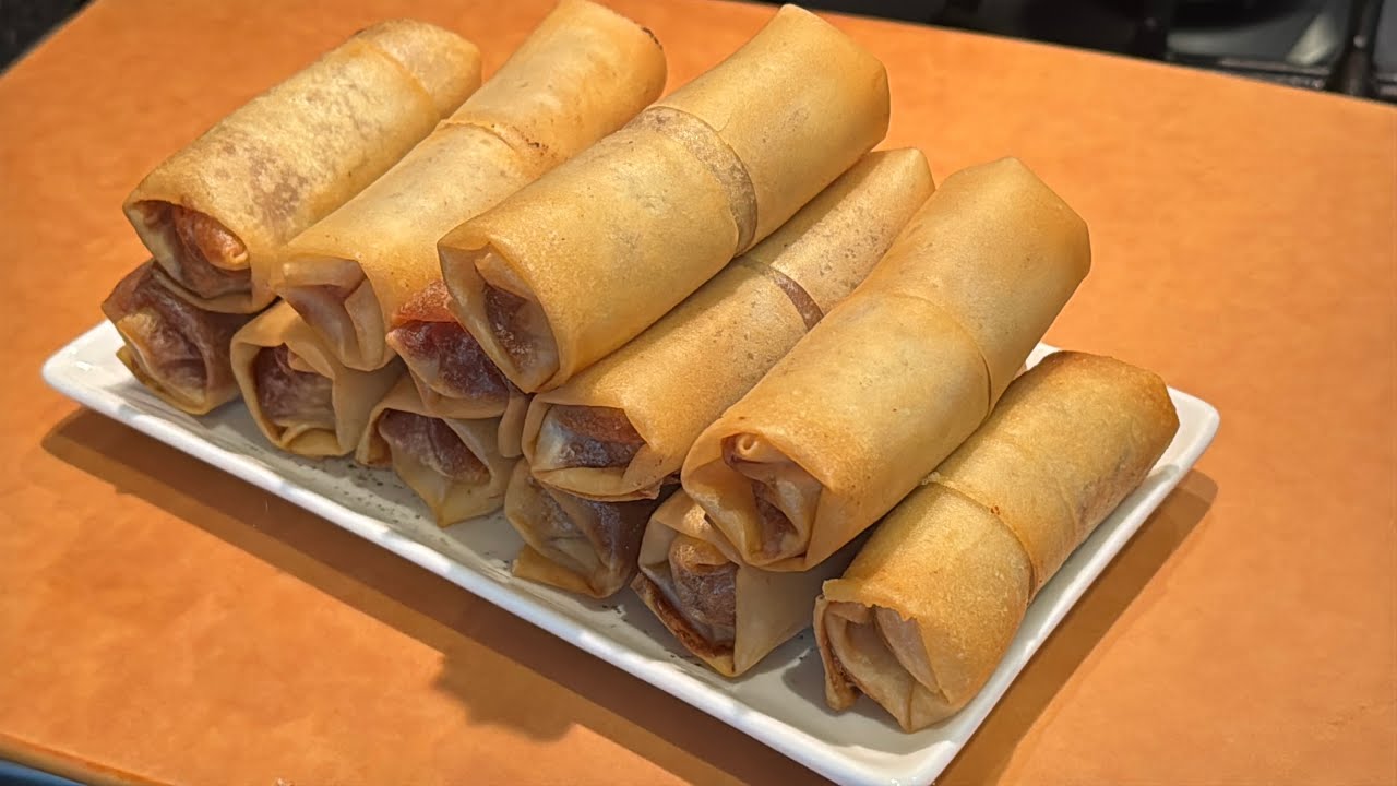 蘋果春卷｜外皮脆卜卜，餡料超多汁｜素食 食譜| Apple Pie, Spring rolls| with English Sub