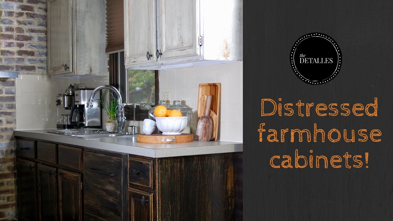 Kitchen makeover- how to paint stylish distressed kitchen farmhouse cabinets