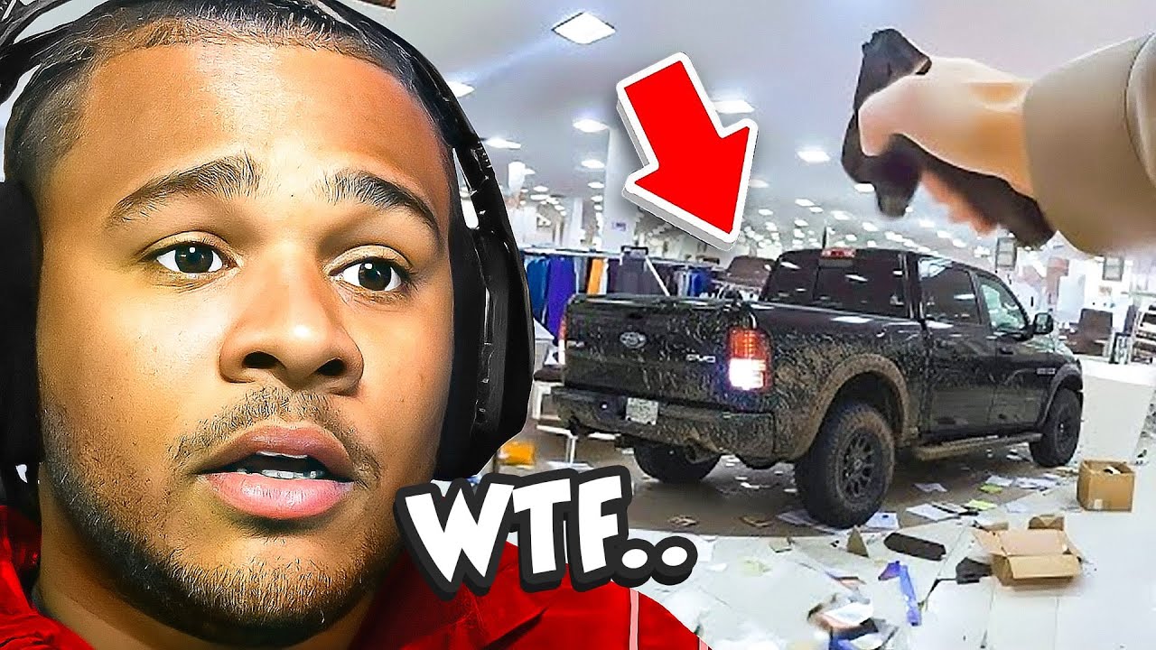 INSANE Truck Driver Crashes Into Mall After High Speed Chase..