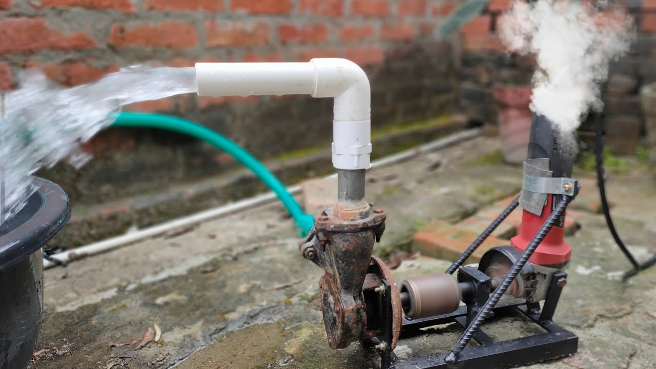 ANGLE GRINDER HACK - DIY Water Pump From Angle Grinder