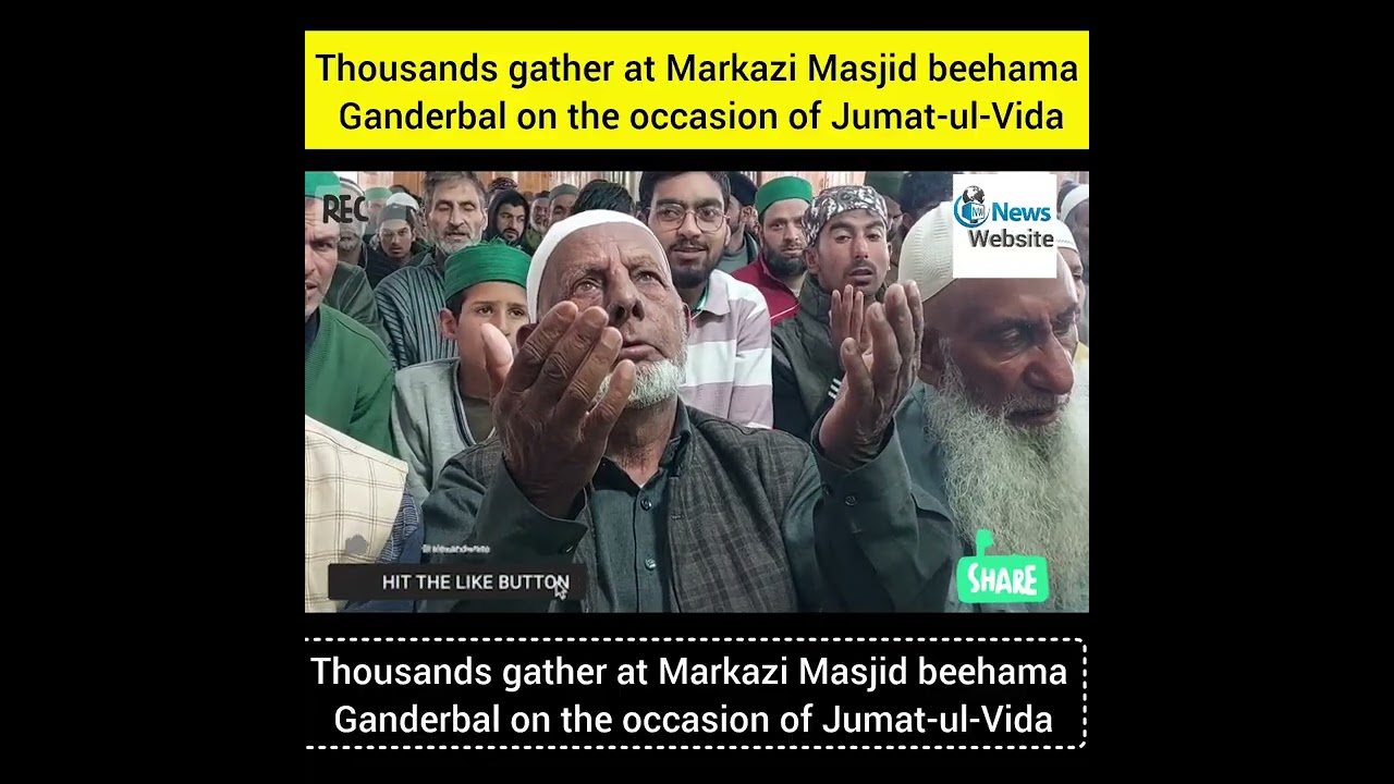 Thousands gather at Markazi Masjid beehama Ganderbal on the occasion of Jumat-ul-Vida