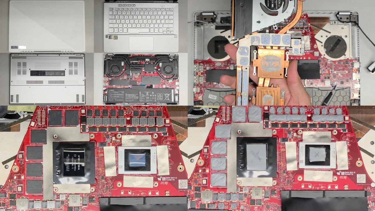 ASUS ROG Zephyrus G14 GA401I Disassembly RAM SSD Battery Thermal Paste PTM7950 Replacement Repair