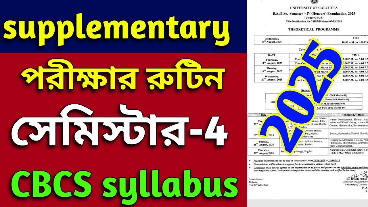 CU 4th semester supplementary exam rutine 2025 | 4th semester supplementary exam rutine 2025