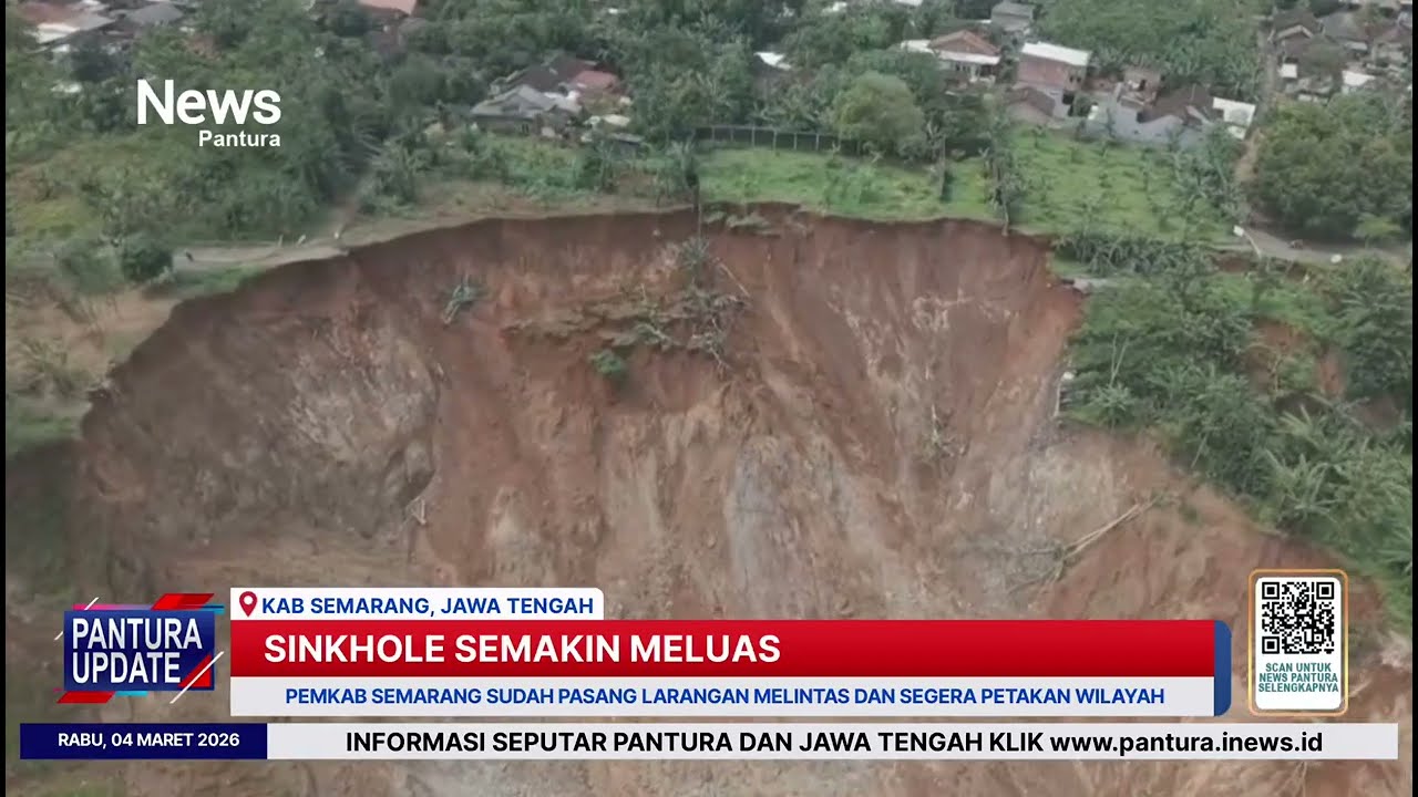 Sinkhole di Ungaran kabupaten Semarang kian meluas Pemkab Semarang pasang rambu