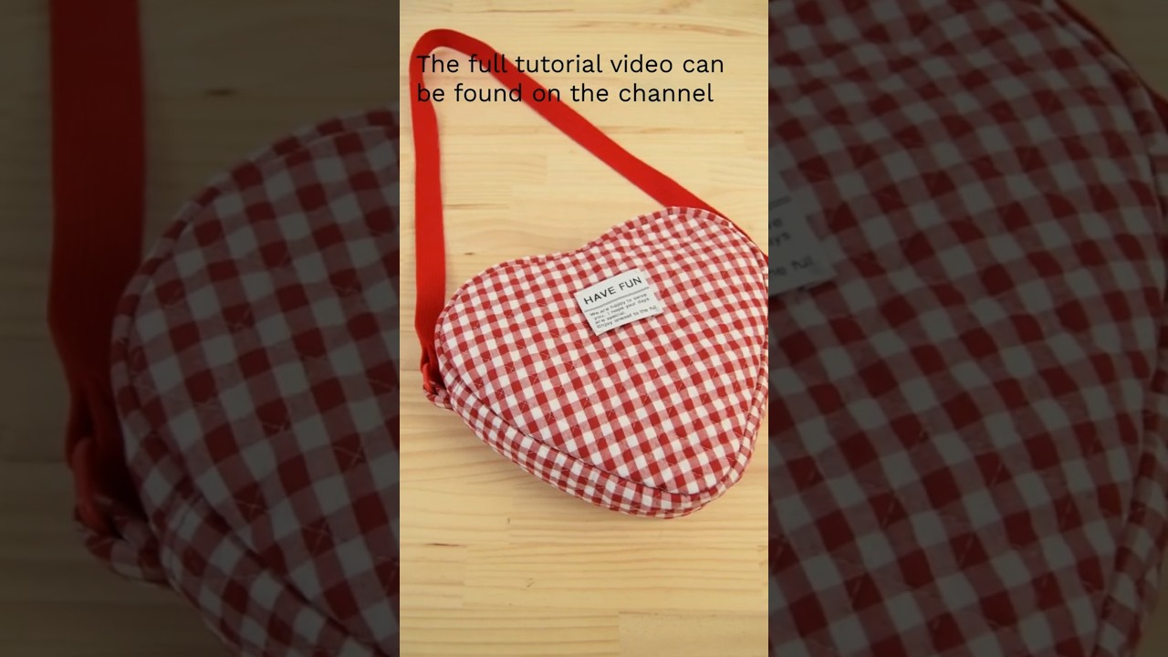 How to sew a Gingham Quilted Heart Shaped bag - #diy #sewing #tutorial and PDF #pattern
