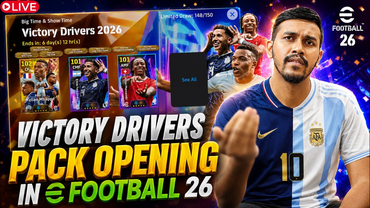 efootball 26 Bigtime & ShowTime VICTORY DRIVERS 2026 Pack Opening + Trying FREE EPICS | LIVE