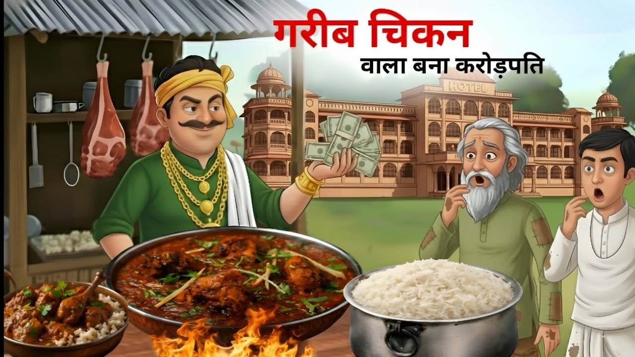 गरीब चिकन वाला बना करोड़पति | Garib Bana Amir| Moral Story | Cartoon video | Hindi kahani | Cartoon|